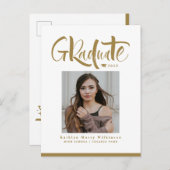 2023 Modern Gold Script Trendy Photo Afstuderen Uitnodiging Briefkaart (Voorkant / Achterkant)