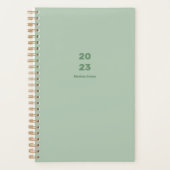 2023 modern minimalistisch maandblad groene naam planner (Voorkant)