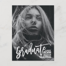 2023 Modern Script Minimalist Photo Afstuderen Aankondigingskaart