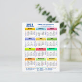 2023 Modern Yarly Calendar Corporate Blue Gold Briefkaart (Staand voorkant)