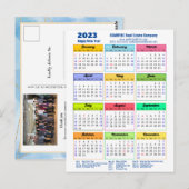 2023 Modern Yarly Calendar Corporate Blue Gold Briefkaart (Voorkant / Achterkant)