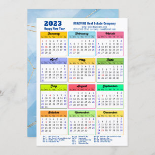 2023 Modern Yarly Calendar Corporate Blue Photo Feestdagenkaart