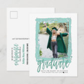 2023 Moderne Afstudeerder van de Groene Foto van h Aankondigingskaart (Voorkant / Achterkant)