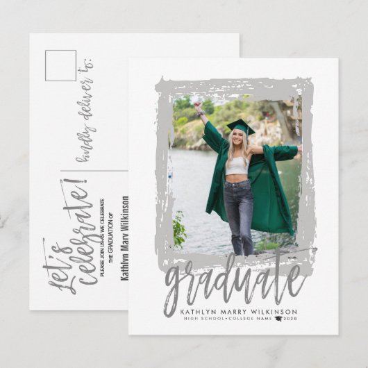 2023 Moderne Afstuderen van de Foto van het Manusc Uitnodiging Briefkaart (Voorkant / Achterkant)