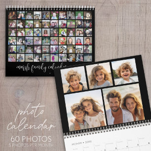 2023 Moderne Familie 60 Foto - 5 Per Maand zwart Kalender