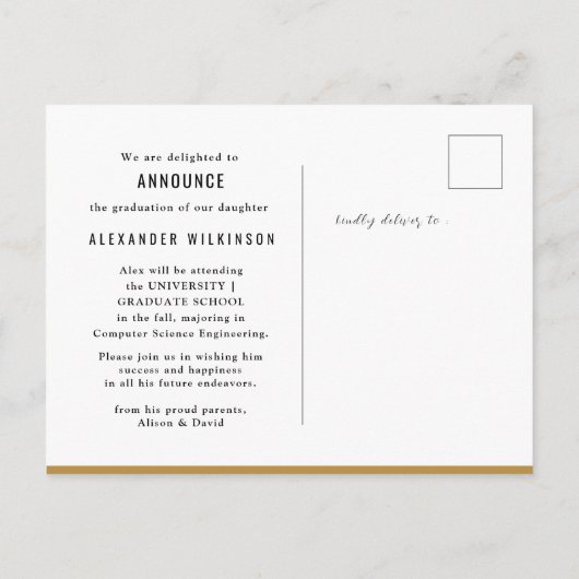 2023 Moderne, gebold script, eenvoudig foto-Afstud Aankondigingskaart (Achterkant)