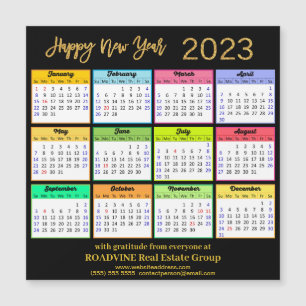 2023 Moderne Gold Black Business Calendar Magnet