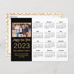 2023 Moderne Gold Glitter Script Photo Calendar Briefkaart