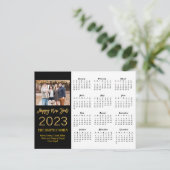 2023 Moderne Gold Glitter Script Photo Calendar Briefkaart (Staand voorkant)