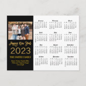 2023 Moderne Gold Glitter Script Photo Calendar Briefkaart (Voorkant)