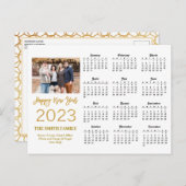 2023 Moderne Gold Glitter Script Photo Calendar Briefkaart (Voorkant / Achterkant)