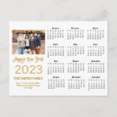 2023 Moderne Gold Glitter Script Photo Calendar Briefkaart (Voorkant)