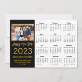 2023 Moderne Gold Glitter Script Photo Calendar Feestdagenkaart (Voorkant)