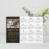 2023 Moderne Gold Glitter Script Photo Calendar Feestdagenkaart (Staand voorkant)