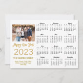 2023 Moderne Gold Glitter Script Photo Calendar Feestdagenkaart (Voorkant)