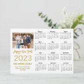2023 Moderne Gold Glitter Script Photo Calendar Feestdagenkaart (Staand voorkant)