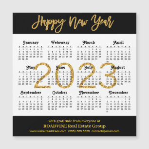 2023 Moderne Gold Script Business Calendar Magnet