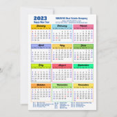 2023 Moderne Jaarlijkse Kalender Bedrijfsblauw Fot Feestdagenkaart (Voorkant)