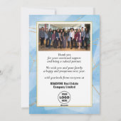 2023 Moderne Jaarlijkse Kalender Bedrijfsblauw Fot Feestdagenkaart (Achterkant)