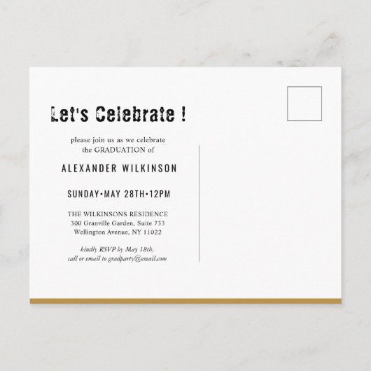 2023 Moderne, minimalistische foto-Afstuderen Uitnodiging Briefkaart (Achterkant)