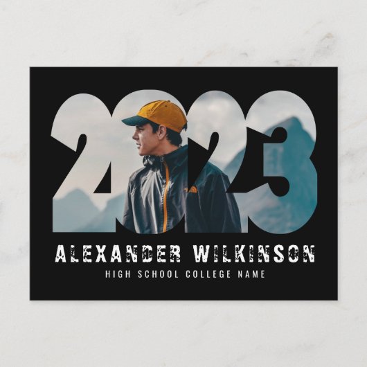 2023 Moderne, minimalistische foto-Afstuderen Uitnodiging Briefkaart (Voorkant)