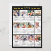 2023 Moderne reeks 12 Photo Gold Script Calendar Feestdagenkaart (Voorkant)