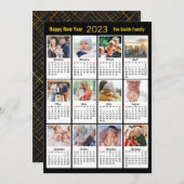 2023 Moderne reeks 12 Photo Gold Script Calendar Feestdagenkaart (Voorkant / Achterkant)