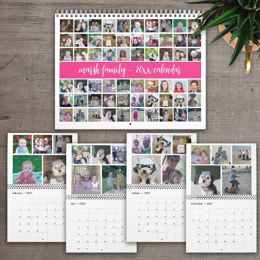 2023 Moderne reeks 60 Foto - Hot Pink Custom Kalender