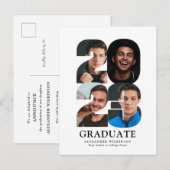 2023 Moderne Trendy 4 Foto Collage Afstuderen Aankondigingskaart (Voorkant / Achterkant)