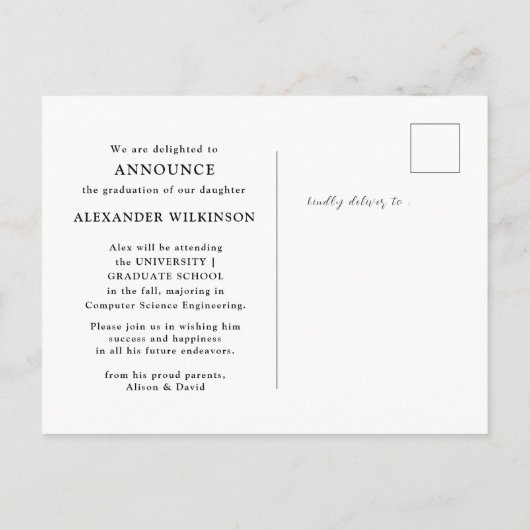 2023 Moderne Trendy 4 Foto Collage Afstuderen Aankondigingskaart (Achterkant)