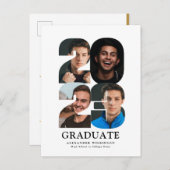 2023 Moderne Trendy 4 Foto Collage Afstuderen Uitnodiging Briefkaart (Voorkant / Achterkant)