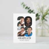 2023 Moderne Trendy 4 Foto Collage Afstuderen Uitnodiging Briefkaart (Staand voorkant)