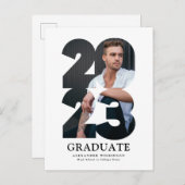 2023 Moderne Typografie Trendy Foto Afstuderen Aankondigingskaart (Voorkant / Achterkant)