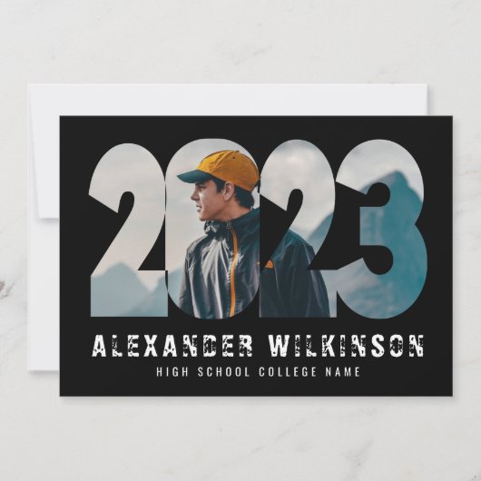 2023 Moderne Vette draai 4 Foto Afstuderen Kaart (Voorkant)