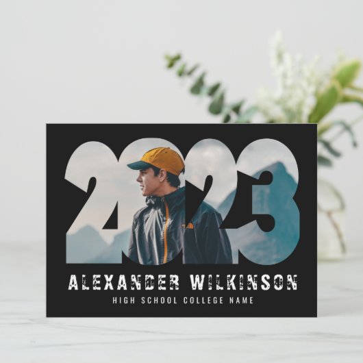 2023 Moderne Vette draai 4 Foto Afstuderen Kaart (Staand voorkant)