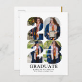 2023 Moderne Vette draai 4 Foto Afstuderen Uitnodiging Briefkaart (Voorkant / Achterkant)