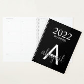 2023 Moderne zwarte eenvoudige monogram naam Planner (Display)
