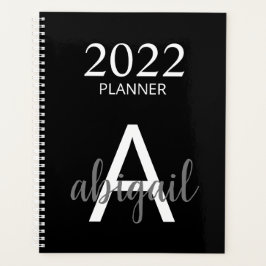 2023 Moderne zwarte eenvoudige monogram naam Planner
