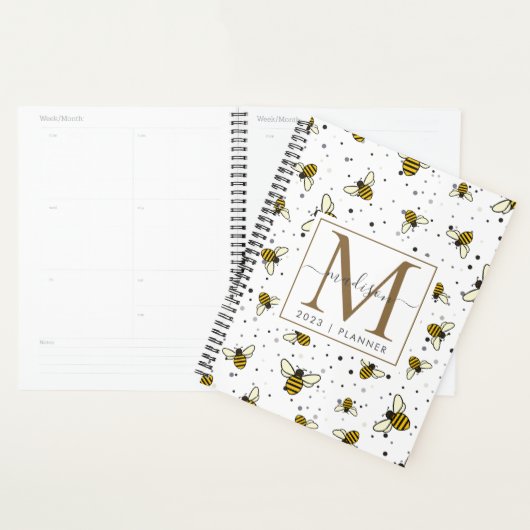 2023 Monogram Bumblebees Patroon Wekelijks Maandel Planner (Display)