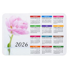 2023 Mooie Roze Pioen | Bloemencalender Magneet