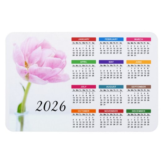 2023 Mooie Roze Pioen | Bloemencalender Magneet (Horizontaal)