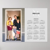 2023 Naam aangepast fotomonogram kalender op grijs Poster (Voorkant)