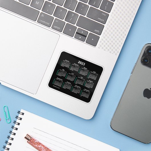2023 Neon 52 Week Kalender van Janz Sticker (Laptop met iPhone)
