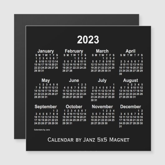 2023 Neon White Agenda van Janz 5x5 Magnet (Voorkant / Achterkant)