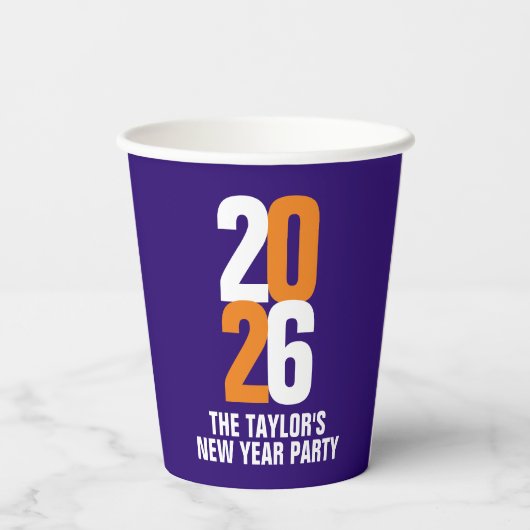 2023 new year event custom orange white dark blue papieren bekers (Achterkant)
