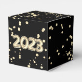 2023 Nieuwe jaren | Goud en Zwarte BallonConfetti Bedankdoosjes (Achterkant)
