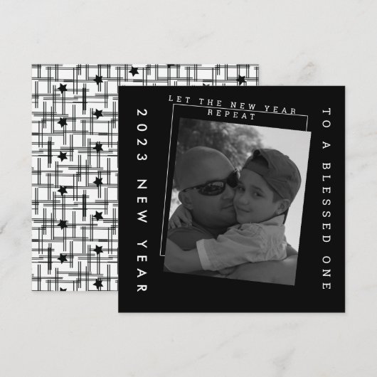 2023 Nieuwe jaren zwart-wit foto Kaart (Voorkant / Achterkant)