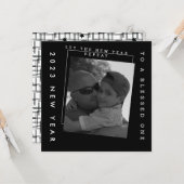 2023 Nieuwe jaren zwart-wit foto Kaart (Voorkant / Achterkant in situ)