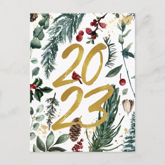 2023 Nieuwjaar Business Photo Festive Pine Bough Briefkaart (Voorkant)