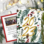 2023 Nieuwjaar Business Photo Festive Pine Bough Briefkaart